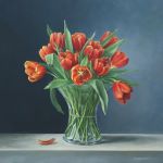 Tulpen in een vaas 60 x 60 cm, olieverf op linnen