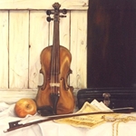 Viool, 60 x 50 cm, olieverf op linnen. Niet te koop